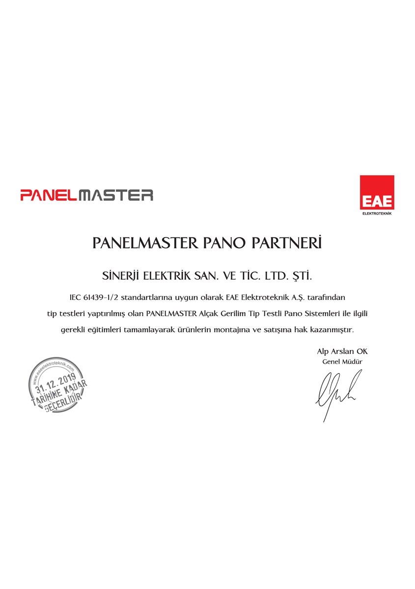 EAE Panelmaster Partner Sertifikası